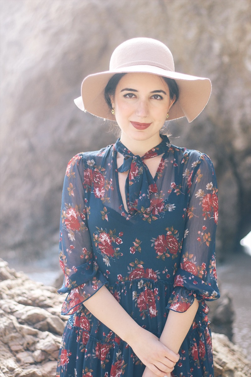 prairie dress, floral dresses, maxi dresses, floppy hat, beach fashion, fall fashion, California fall, Forever 21, flowy dress, lookbook, fashion blogger, ootd, outfit of the day, Los Angeles fashion, vintage fashion, prairie fashion, style, style blogger