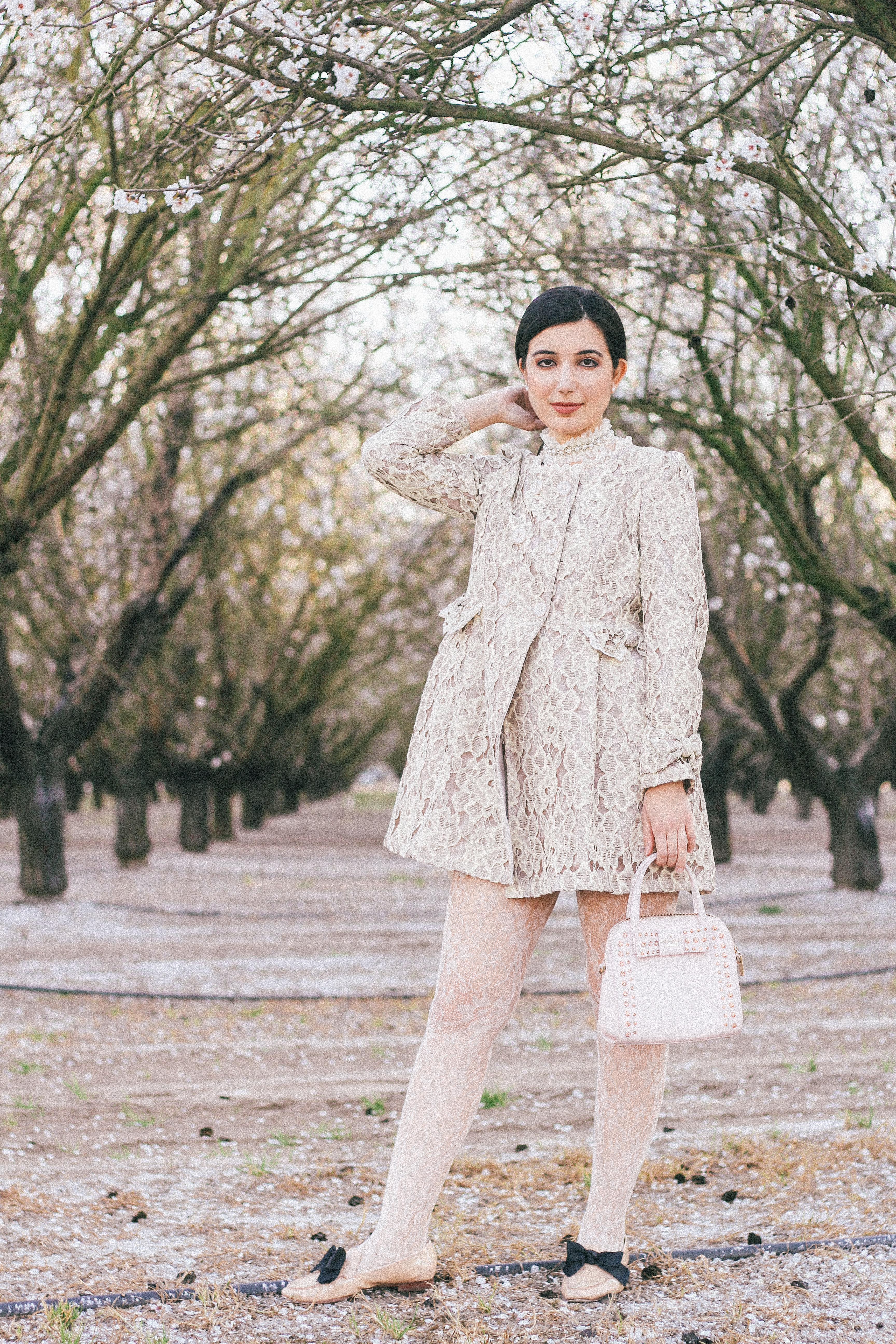 lace, coat, Kate Spade, loafers, pink, vintage, choker, girly, blossoms, spring, spring lookbook, spring outfit, high fashion, couture, fashion editorial, necklace, floral, spring style, style, outfit of the day, ootd, lotd, bows