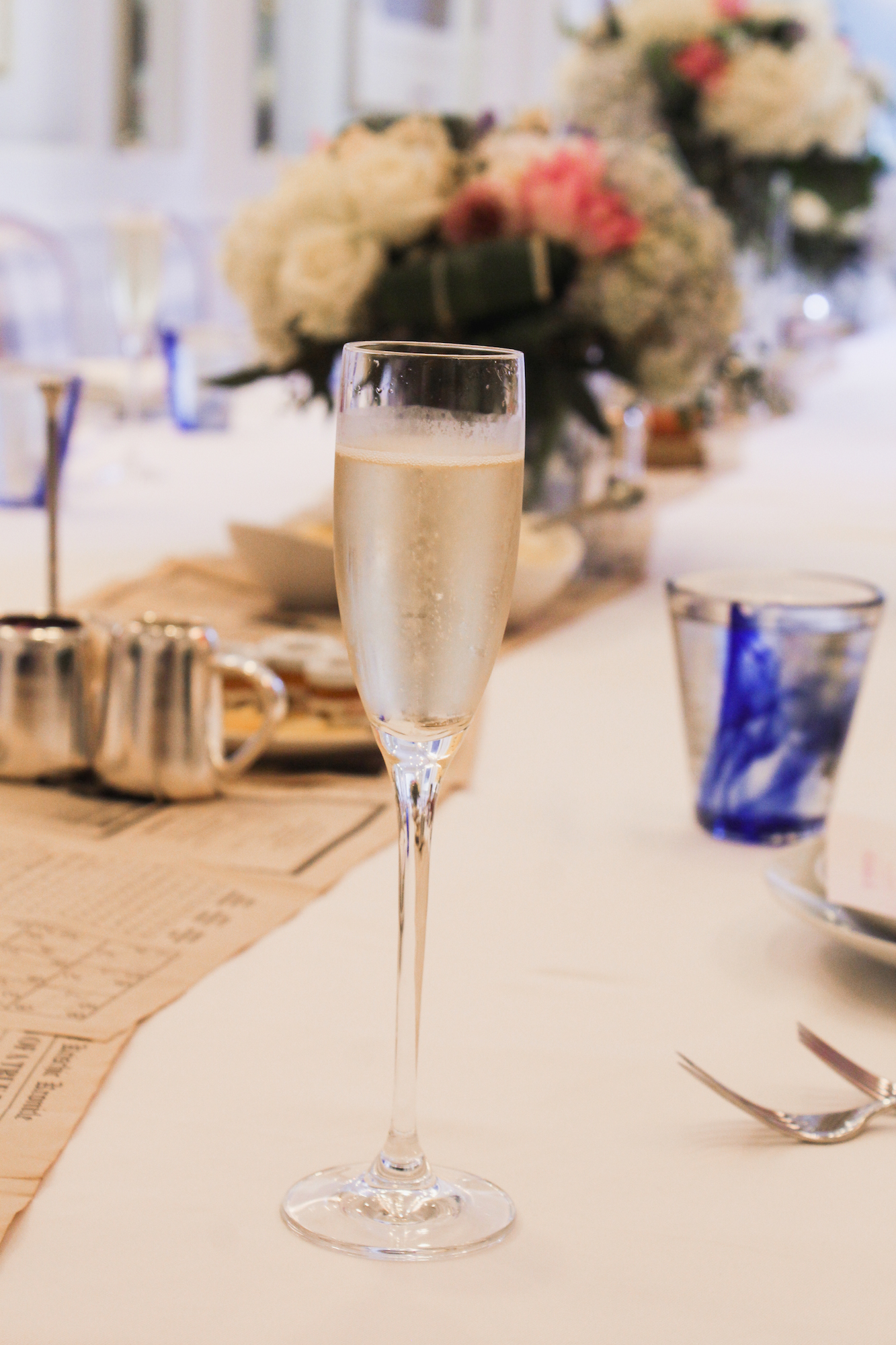 Peninsula Hotel, Beverly Hills, luxury, vintage newspaper runner, vintage newspapers, Etsy, flower arrangements, afternoon tea, hydrangeas, roses, peonies, pastel decorations, graduation party decorations