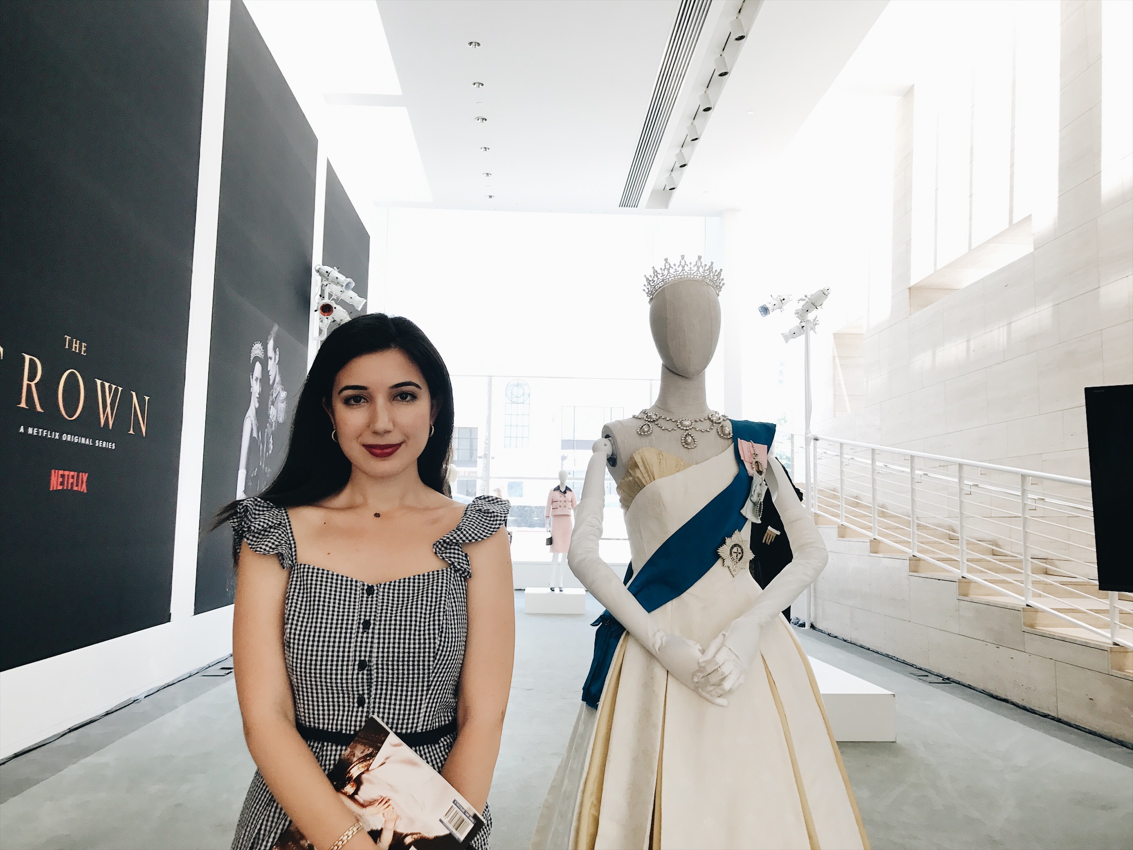 The Crown, Netflix's The Crown, Claire Foy, Matt Smith, Vanessa Kirby, Matthew Goode, Michele Clapton, costume design, Paley Center for Media, Beverly Hills, television costume design, Windsor family, The Royal Family, Gal Meets Glam collection, Louis Vuitton, gingham dress, vintage fashion, fifties fashion, mid-century fashion, forties fashion, lookbook, fashion blogger, red lips, outfit of the day, ootd, summer fashion, museum exhibition, fashion exhibition, Queen Elizabeth II, Princess Margaret