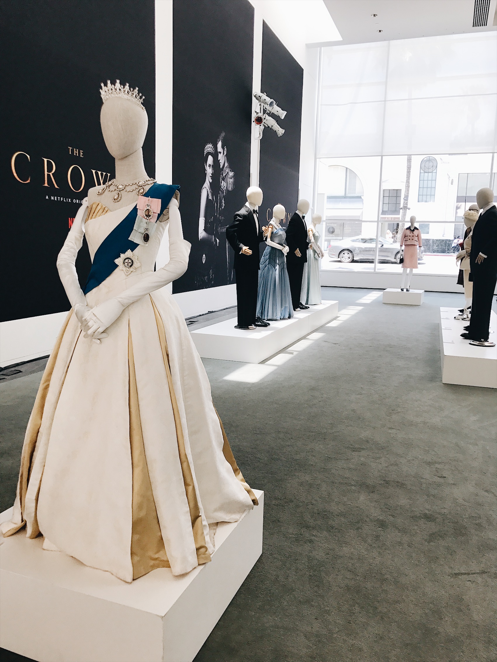 The Crown, Netflix's The Crown, Claire Foy, Matt Smith, Vanessa Kirby, Matthew Goode, Michele Clapton, costume design, Paley Center for Media, Beverly Hills, television costume design, Windsor family, The Royal Family, Gal Meets Glam collection, Louis Vuitton, gingham dress, vintage fashion, fifties fashion, mid-century fashion, forties fashion, lookbook, fashion blogger, red lips, outfit of the day, ootd, summer fashion, museum exhibition, fashion exhibition, Queen Elizabeth II, Princess Margaret