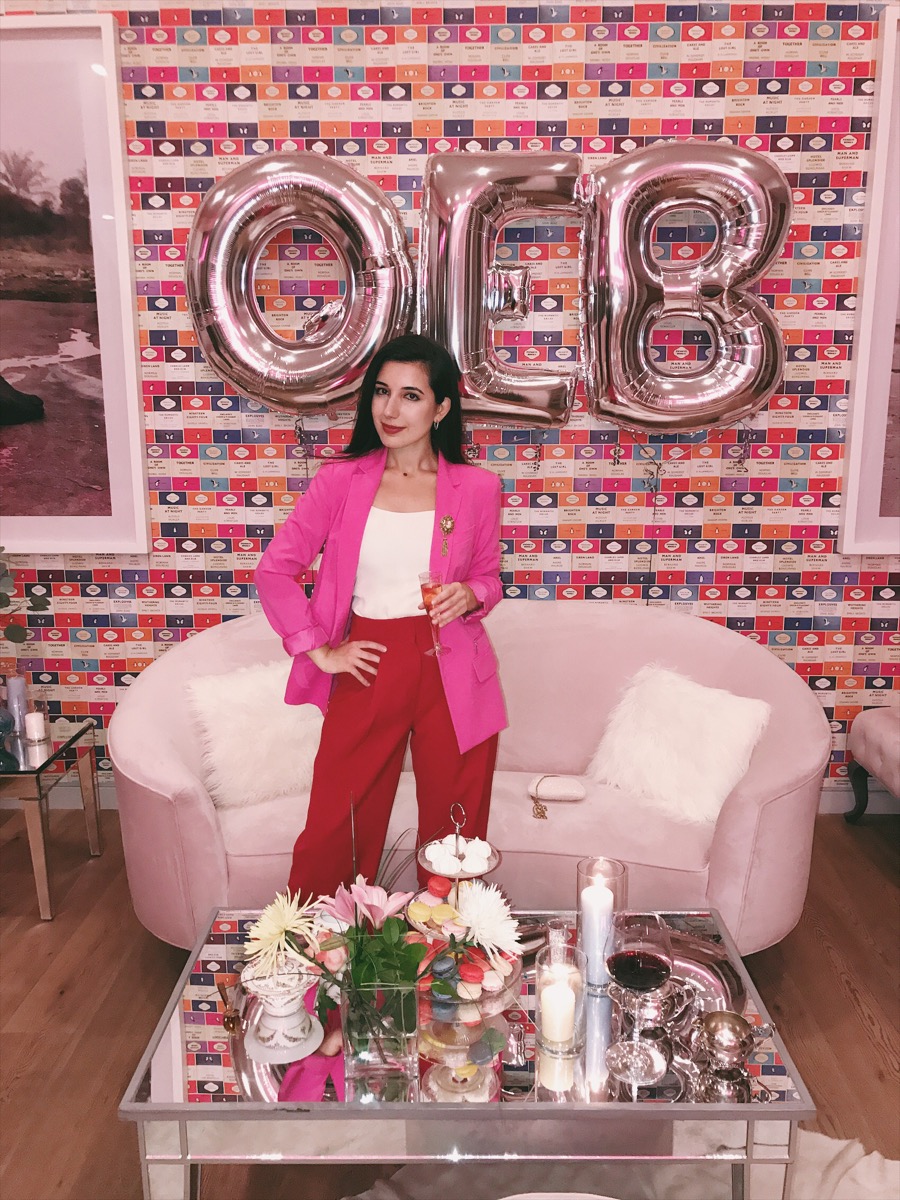 red and pink suit, red pants, pink blazer, Karl Lagerfeld, lookbook, fashion blogger, ootd, cocktail party outfit, fashion editorial, red carpet inspiration, style blogger, personal style, Los Angeles style, lotd, outfit of the day, look of the day, outfit of the night, professional style