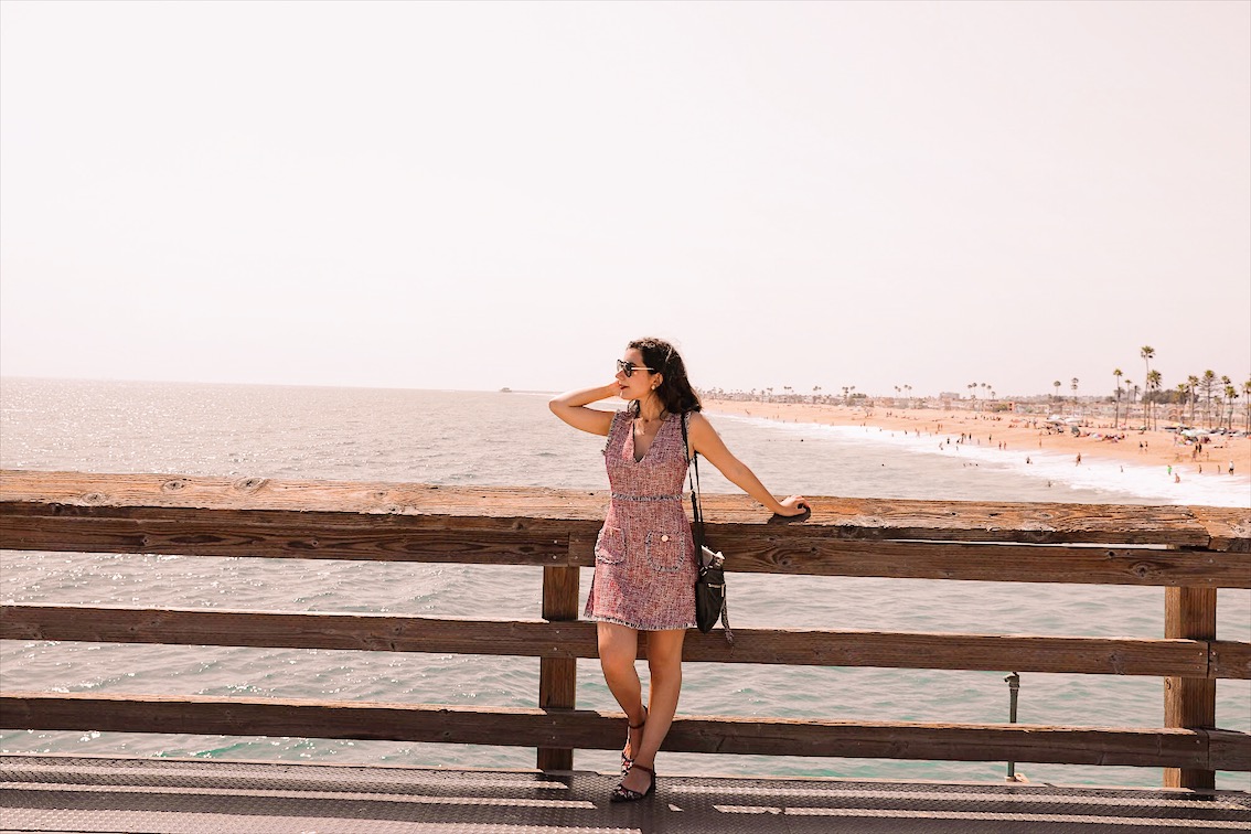 fourth of july style, ootd, outfit of the day, lookbook, Balboa Island, curly hair, twee dress, Chanel, Chanel 2019 show, ready-to-wear, lotd, casual dress, Michael Kors, Prada, embroidery, embroidered shoes, luxury fashion, luxury fashion blogger, fashion blogger, summer style