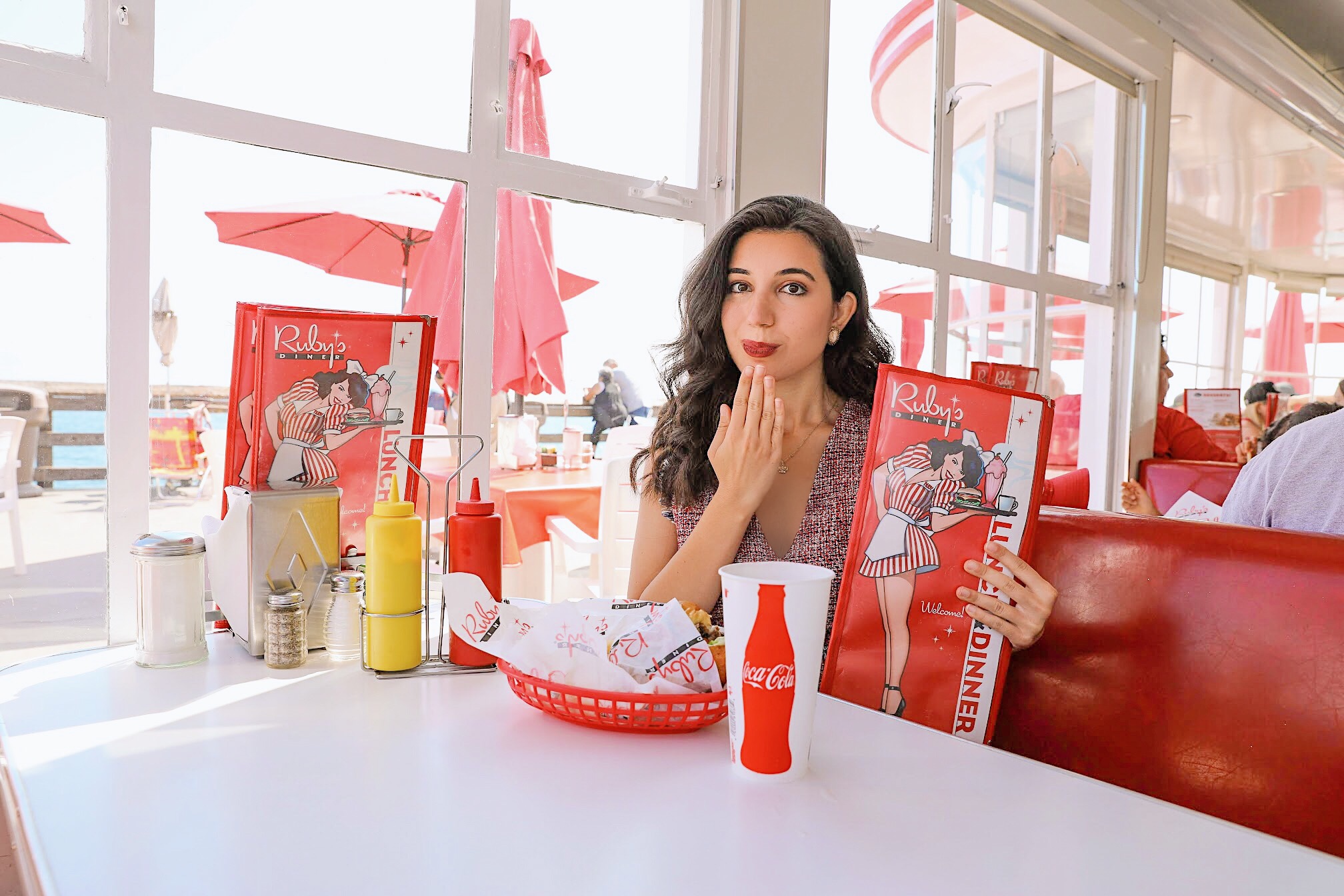 fourth of july style, ootd, outfit of the day, lookbook, Balboa Island, curly hair, twee dress, Chanel, Chanel 2019 show, ready-to-wear, lotd, casual dress, Michael Kors, Prada, embroidery, embroidered shoes, luxury fashion, luxury fashion blogger, fashion blogger, summer style, Ruby's Diner