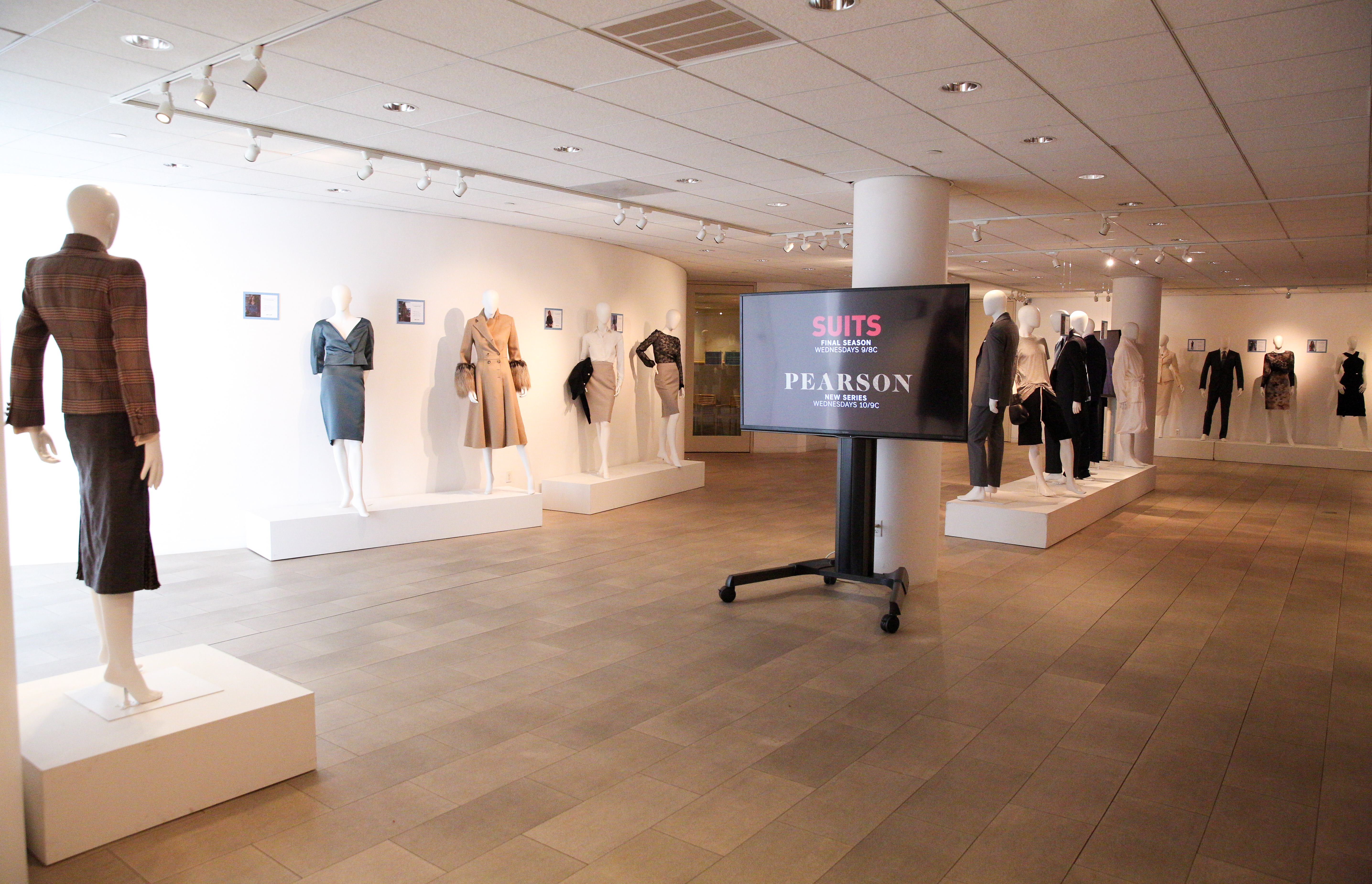 USA Network, Suits, TV costume design, USA Network Suits, fashion news, entertainment news, TV, TV drama, Ralph Lauren, Gucci, Michael Kors, Nina Ricci, Dior suit, exhibition, fashion exhibit, Beverly Hills, Meghan Markle, Rachel Zane, Gina Torres, Jessica Pearson, Pearson, Donna Paulsen, Sarah Rafferty, Jolie Andreatta, Rene Reyes