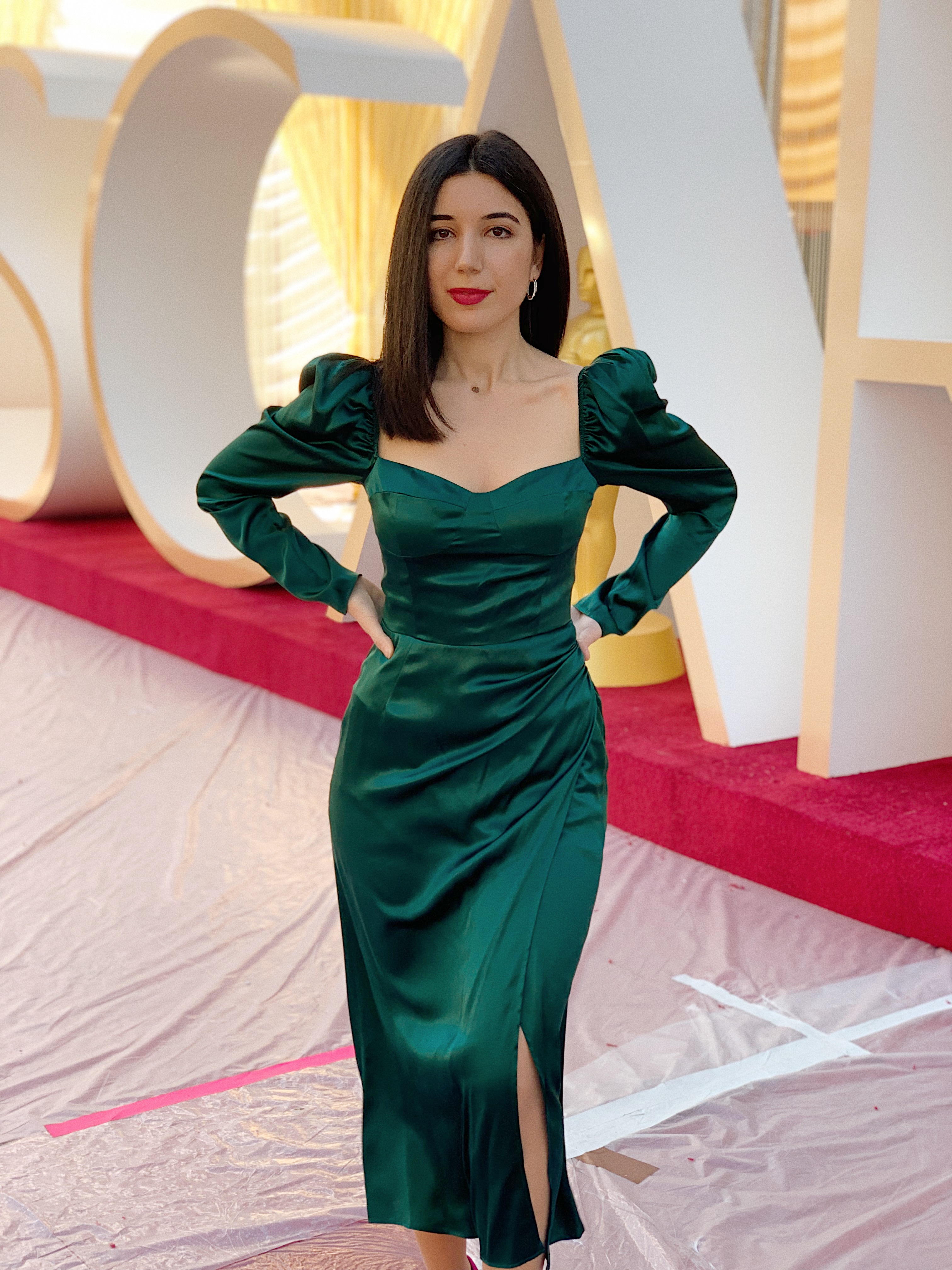 The Academy Awards, The Academy, The Oscars, Oscars red carpet fashion, The Oscars red carpet, red carpet style, what I wore, about last night, Reformation, Reformation Rey dress, sweetheart neckline, ootn, outfit of the night, sustainable fashion