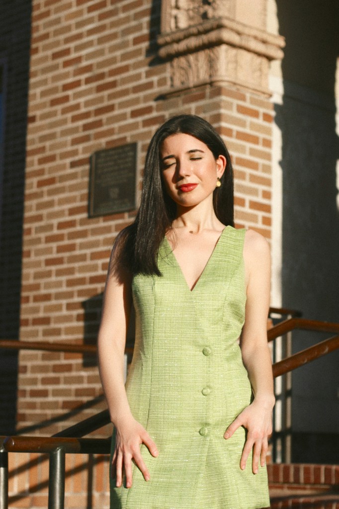lime green dress, lime green, green dress, fashion, pantone color, fashion blogger, Revolve, Revolve dress, tweed dress, 1960s style, sixties style, retro fashion, summer dress, summer 2020, kitten heels, nude heels, low heels, Majorelle, lookbook, fashion editorial, summer 2020 trend, what to wear, what I wore, outfit of the day, ootd, sleeveless dress