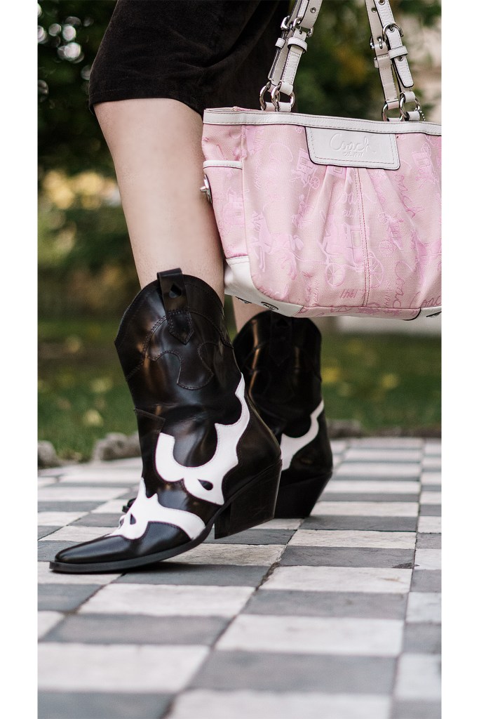 cowboy boots, sweater vest, Ganni, Coach, equestrian, preppy, suede skirt, Ralph Lauren, runway, fashion week, fall fashion, Sacramento, Stanford Mansion, California style, CA